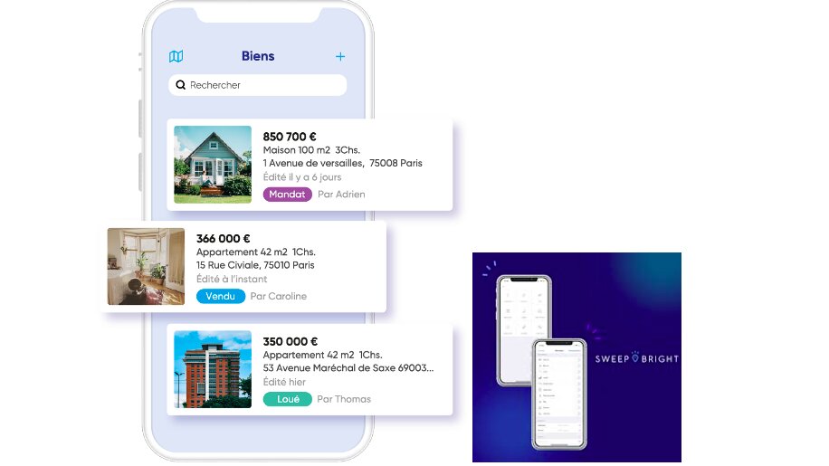 Logiciel-métier : Pourquoi ces trois agents immobiliers ont choisi SweepBright ?
               
        Logiciels de transaction
    
        
                        On sait combien est devenu primordial, pour un conseiller immobilier, de faire preuve de réactivité pour gagner du temps (et des parts de marché !) et pour satisfaire ses clients. C’est la double promesse faite par le logiciel-métier SweepBright...
            
        
         
            
     

                            

    

    
                
                
                

        
    
            SweepBright, la colonne vertébrale digitale de l’agent immobilier. - © D.R.